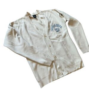 BoohooMAN x DaBaby Worldwide Official Cream Knit Cardigan Letterman Sweater